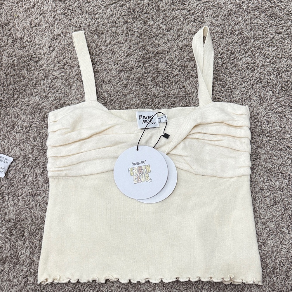 Princess Polly Cream Ruched Camisole